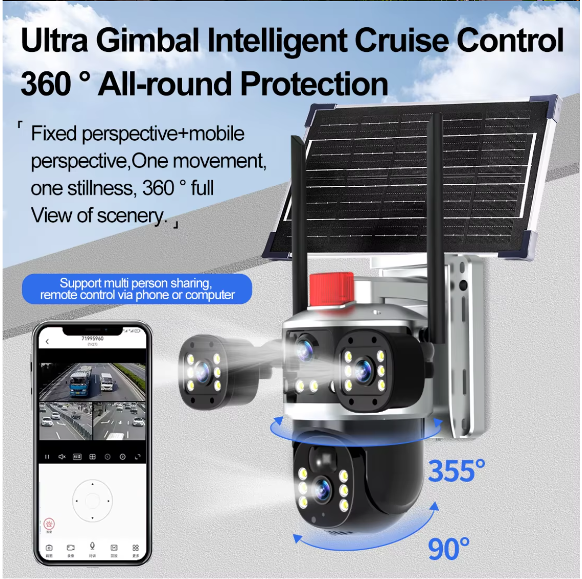 Starlight Tri Lens Solar PTZ Camera