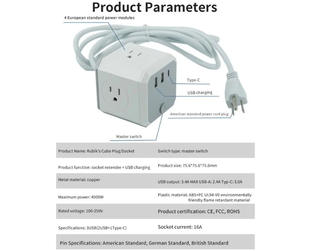 PlugHub 4-Outlet Power Cube