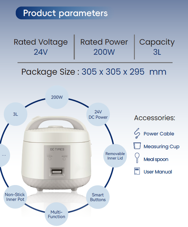 24V DC Solar Rice Cooker